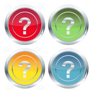 Set of glossy colorful question marks